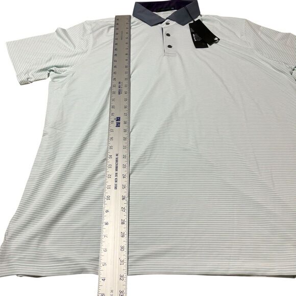 Greyson Polo Mens XXL Green Striped Performance Golf Massasaga Contrast Collar - Picture 3 of 11